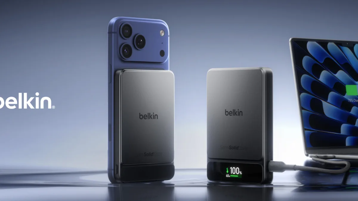 Registro fotográfico documental de Belkin lança power bank com bateria de estado semissólido: entenda como a tecnologia promete triplicar a vida útil e acabar com os riscos de incêndio - Foto: Reprodução / Belkin US